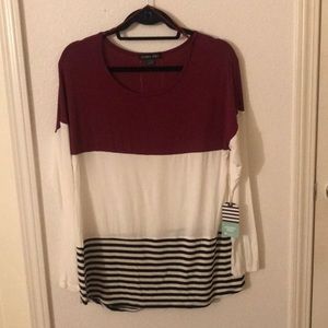 NWT Long sleeve color block top